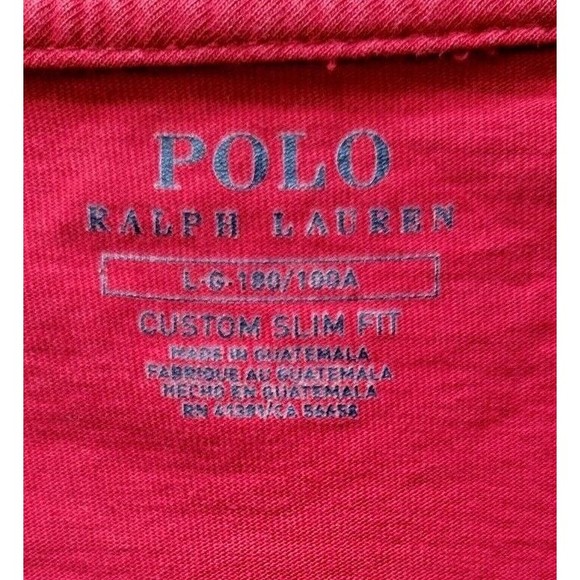 Polo Ralph Lauren Black Pony Graphic Custom Red T Shirt Men's Slim Fit Large Vtg - Picture 5 of 5